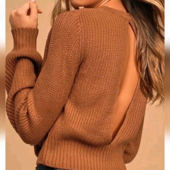 Lulu's Ride On By Rust Orange Knit Backless Cropped Sweater - Picture 1 of 6
